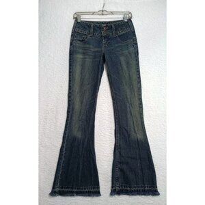 SILVER JEANS Flared Raw Hem Women's Size 26 Blue Denim Made In Canada Vintage